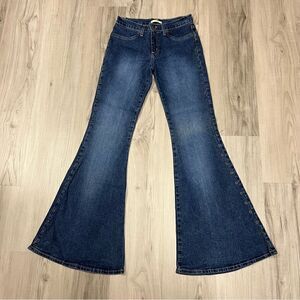 NWOT vintage y2k forever 21 flare jeans goldtone grommet accents sz S stretchy